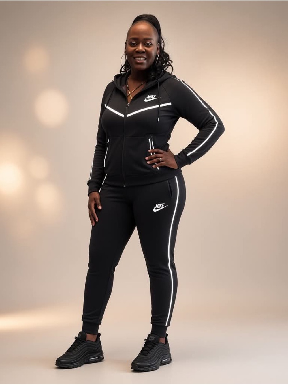 Nike Black Women's Reflective Trim Track Jacket & Joggers Set